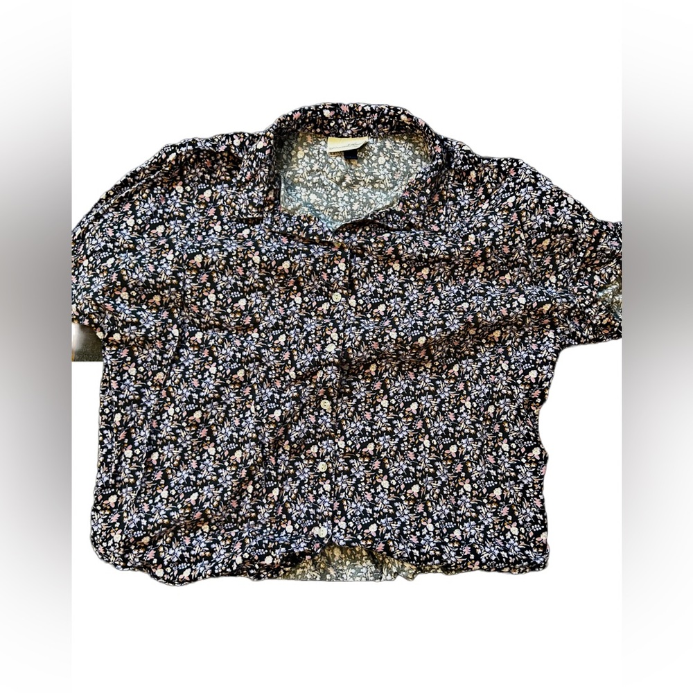 Navy Floral Button Down